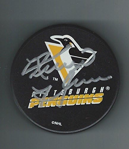 Kevin Hatcher assinou Pittsburgh Penguins Puck - Pucks autografados da NHL