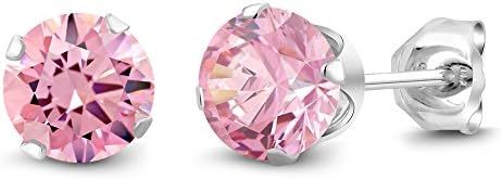Gem Stone King 925 Sterling Silver Pink Zirconia Brincos para jóias para mulheres