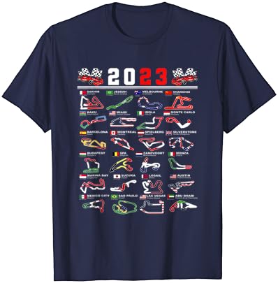 Formula Racing Open Wheel Race Car Fan 2023 Circuitos mundiais T-shirt
