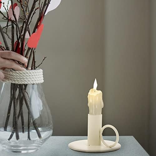 Decoração de casa vintage Candelador de vela de ferro Decorativo Candlestick: 2pcs bege diminuição do casteiro de capa Dinnert Stand