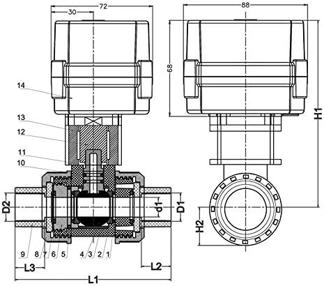 Controle de duas vias de duas rodas normalmente aberta PVC 2 polegadas DN50 AC/DC9-24V Válvula de esfera motorizada com