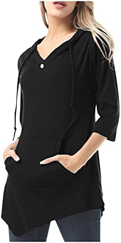 Badhub moletom com capuz Mulheres casuais vneck pullover tunic túnica de manga comprida com capuz sólido moletons com bolso