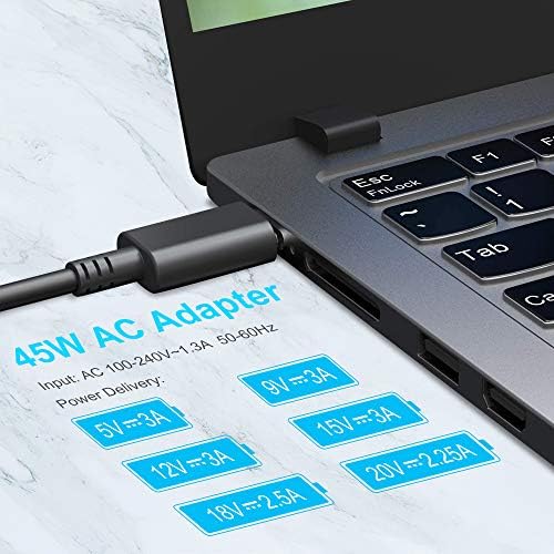 45W USB-C Chromebook Charger Compatível com HP, Dell, Lenovo, Acer, Asus, Samsung, Google e mais séries, adaptador