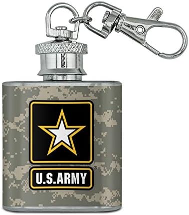 Logotipo do Exército dos EUA no Aço Antelhado Camo 1oz Mini Flask Chain Chain