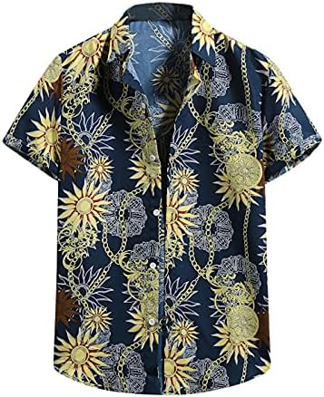 Camisetas havaianas próximas para homens de manga curta Button casual de verão