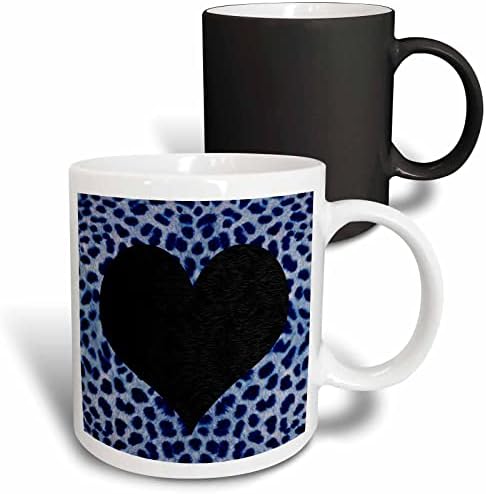 3drosrose punk rockabilly azul chita impressão de animal preto caneca de coração, 11 onças