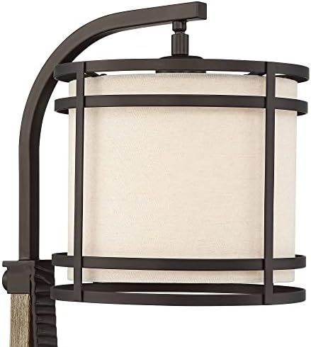 Franklin Iron Works Gentry Industrial Table Lamp 22 High com usb e energia CA em óleo Base Bronze Bronze Faux Wood Metal Metal Cage Shade