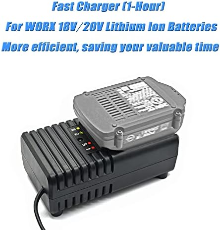 Carregador Fast WhotoolPlus para baterias de íons de lítio WORX 18V/20V WA3520 e WA3525, WA3578, Substituição do carregador