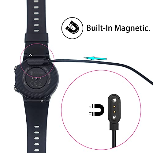 Reeyear Smart Watch Magnetic Charger Cord [2 pacote], 2 pinos de 3,3ft cabos de carregamento USB para Yamay SW021/023 YAMAY/INFERIOR/LETSFIT