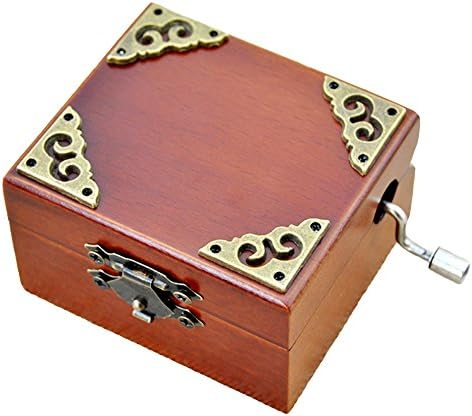 FNly 18 Nota Caixa musical de madeira da manivela de renda antiga com movimento de plata
