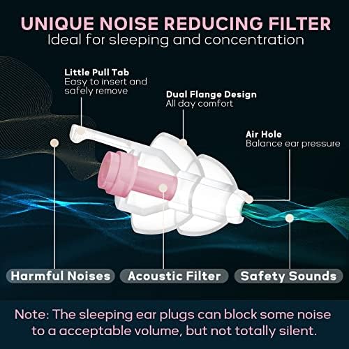 Plugues de orelha para dormir 2 pares, redução de ruído tampões para homens para homens crianças com orelhas pequenas, tampões