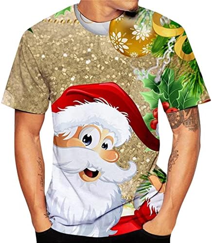 XXBR Christmas Camisetas de manga curta para homens, Funny Natal Santa Papai Noel Round Round Neck Tops Trepher Designer Tshirt