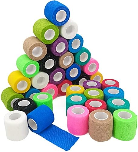 36 Roll Elastic Auto -adesivo Bandagem Brandragem, tecido flexível respirável não tecido coesão coesão, tornozelo de tornozelo inchaço fita médica de primeiros socorros, fita atlética esportiva, cães pet veterinária （2 ”x 5 jardas)