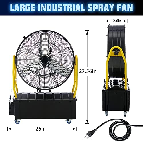 TMWINGS 24 polegadas de altura de alta velocidade fãs-outdoor Mist Fan com 6 equipamentos ajustáveis ​​para um fã de bateria industrial de umidificação do ar para fábrica, armazém, casa verde