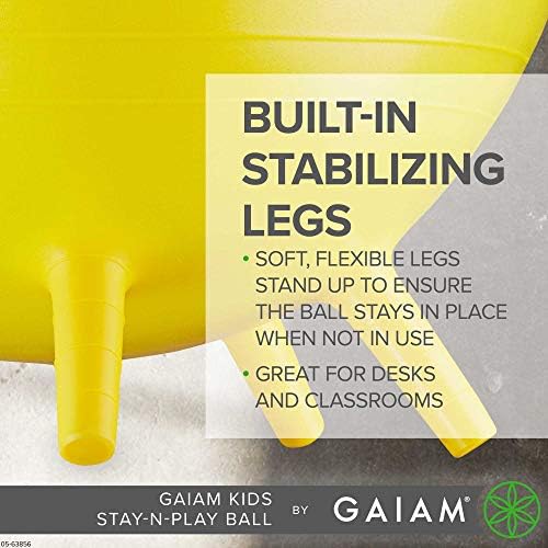 Gaiam Kids Stay-N-Play Children's Balance Ball-Cadeira de escola flexível, assentos ativos na sala de aula com pernas