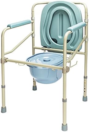 Mefeir Commody vaso sanitário Potty cadeira aço 330 libras, suprimento de dobra médica com quadro de segurança a cabeceira, para sênior