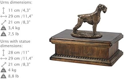 Schnauzer não croppedia 2, Urn for Dog Ashes Memorial com estátua, nome e citação de animais de estimação - Artdog personalizado