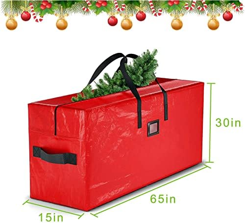 Bolsa de armazenamento de árvore de Natal+Bolsa de armazenamento de grinalda armazena um organizador de decoração de Natal à prova d'água de árvore pesada de 9 pés de comprimento com alças reforçadas duráveis, vermelho