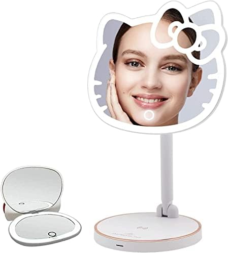 Impressões Vaidade Hello Kitty Recarregável Mapé Minze Espelho, Espelho Vanidade Conjunto de LED ajustável Luz de tira e elegante