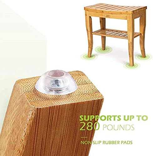 Oasiscraft Bamboo Banco de chuveiro e cadeira com sabão grátis, banco de banco de chuveiro de bambu à prova d'água de 19 com