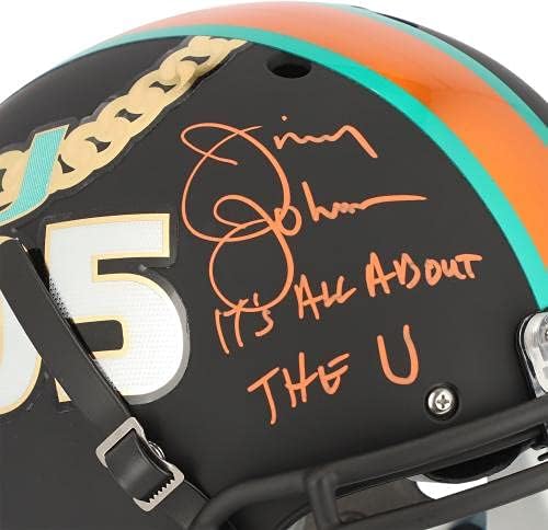 Jimmy Johnson Miami Hurricanes Autografou Fanatics exclusivo Schutt Tradition Authentic Capacete com It All sobre a inscrição