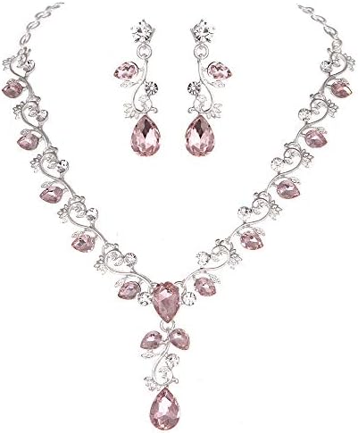 Brincos de colar de cristal de videira Molie Conjunto de jóias para as damas de honra Vestido de noite de decote em V