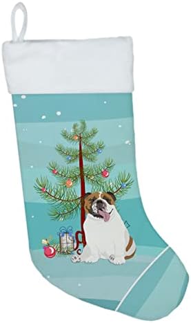 Tesouros de Caroline WDK3043CS Inglês Bulldog Tricolor #1 Marque de Natal de Natal, lareira pendurando meias de Natal Decorações de férias em família na temporada de Natal, decoração de férias em família,