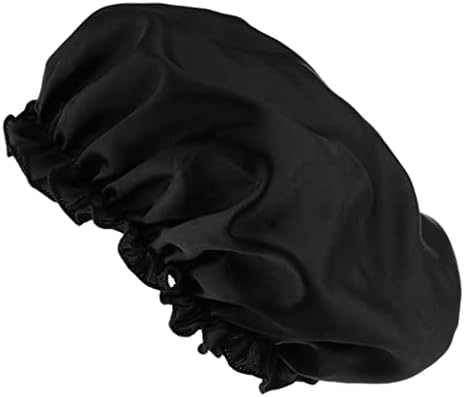 Colcolo 2x Cuidados com cabelos longos Mulheres Mulheres Bonnet Night Sleep Hat Black, conforme descrito