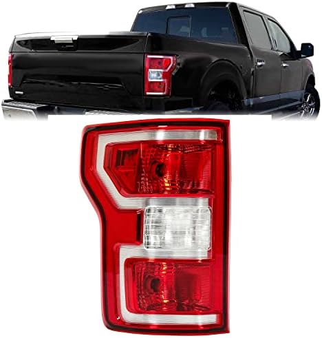 Hecasa Light Light esquerda compatível com as luzes traseiras Ford F-150 2018-2020 Substituição para JL3Z-13405-H Lente vermelha e plástico cromado