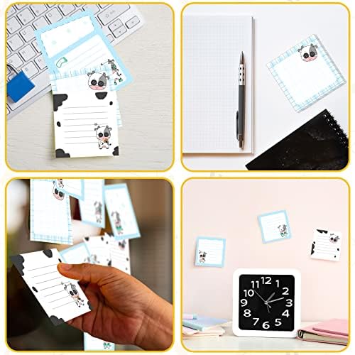 9 peças vaca nota adesiva adesiva Notas de memorando fofas Auto-vaca pastilhas para lembretes, estudo, trabalho, escritório,
