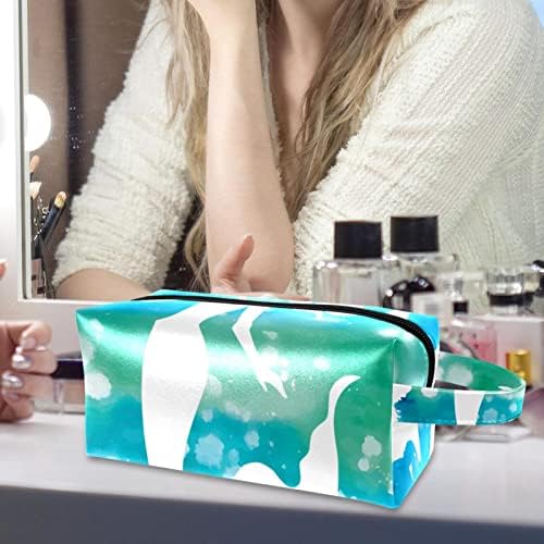 Tbouobt Gifts for Men Momen Sacos de maquiagem bolsa de higiene pessoal Sacos de cosméticos, sereia aquarela azul verde