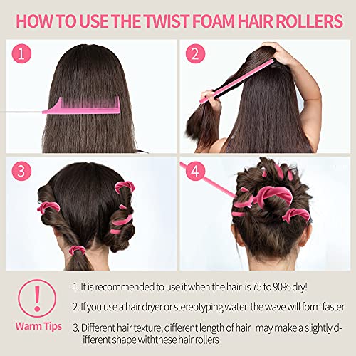 60pcs 9,45 hastes de enrolamento flexíveis Twist Twist Flexi Hastes Curadores de cabelo Conjunto, torcer Rolos de cabelo sem calor