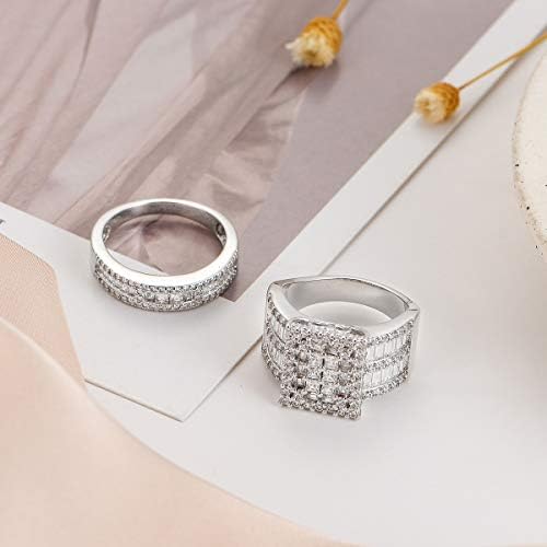 Hiyong Women Wedding Ring de casamento conjunto branco Gold cubic zirconia anéis de casamento de moda de moda de noivado