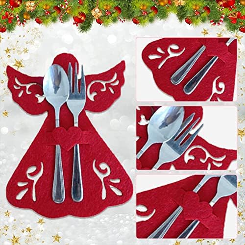 4pcs Christmas Angel Cutlery Titulares Hollow-out Utensílio de utensílios
