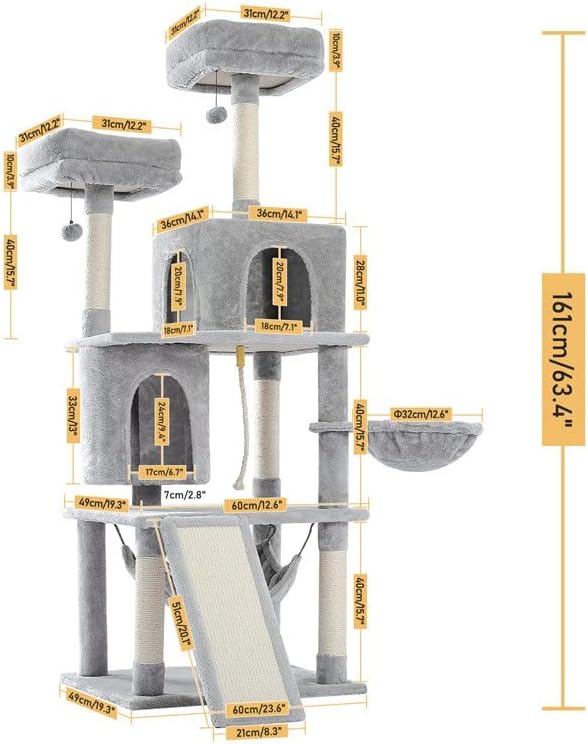 Zlxdp Grande moldura de escalada de gatos Postagem de arranhões de camadas multi-sisal Kittern Playground Kittern