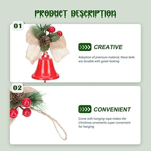 Doitool 2pcs Christmas Jingle Bells Ornamentos em vermelho, sinos de artesanato para a árvore de Natal pendurada, pingente