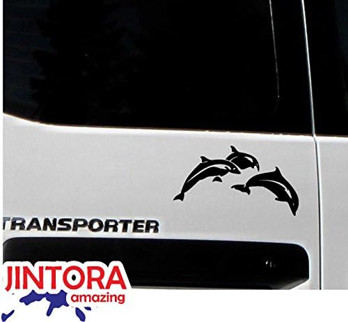 Jintora adesivo - Decalque de carro - Jump de golfinho - 149x83mm - JDM - Die Cut - Bus - Janela - Laptop - Treinador - Truck - Black