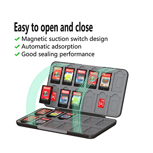 Yunkozand Switch Game Card Case Compatível com Switch/OLED/Lite, portátil Switch Game Solter com 24 jogos Slot de cartucho e 24 SD de armazenamento de cartão, acessórios para viagens Caixa de jogo