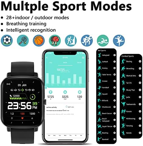 Relógio inteligente, 1,69 Touch completo relógio inteligente para os telefones Android iOS com freqüência cardíaca e monitor
