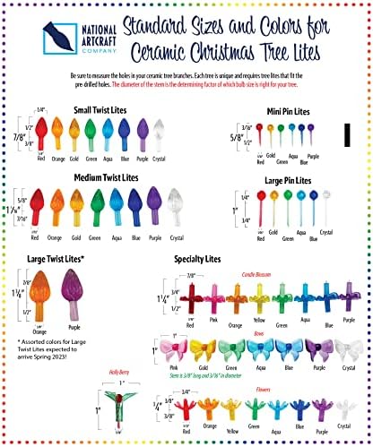 Luzes de árvore de Natal de Cerâmica de Cerâmica de Artcraft National Artcraft® - cores variadas - cores variadas