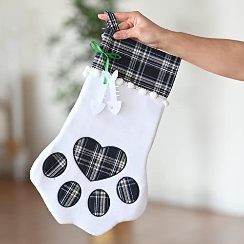 Ornatividade Christmas Pet Path Keting - Meias fofas para pendurar para decorações de férias de natal com grande manta xadrez