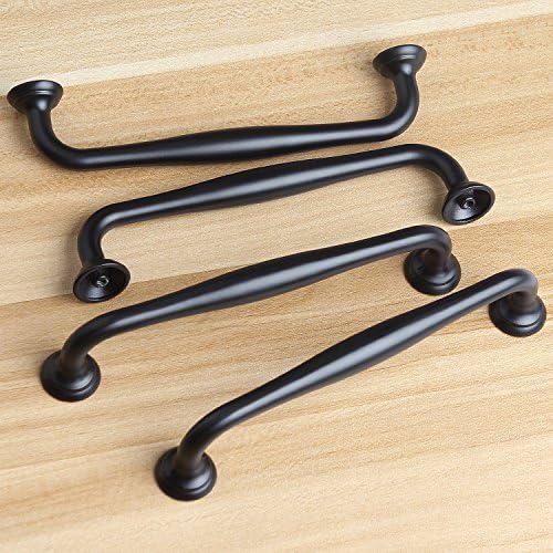 CBTONE 10 Pack Gabinet Handles preto, gaveta central de 5 polegadas Puxa de cômoda Handles Furniture Mandelas de cozinha, puxão de gabinete de comprimento total de 5,7