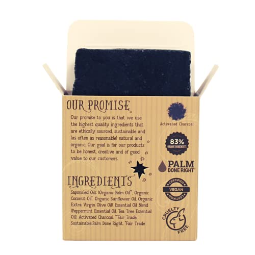 Varina Organic Peppermint Tea Tree Ativated Charcoal Bar Soap - Limpeza suave para pele sensível, ervas e hortelã - 3 pacote - Experimente a pele saudável e brilhante