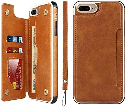iCovercase iPhone 8 Plus/7 Plus/6s Plus/6 Plus Caixa de carteira com slots de cartão e pulso Strap Premium PU CHILHAÇÃO