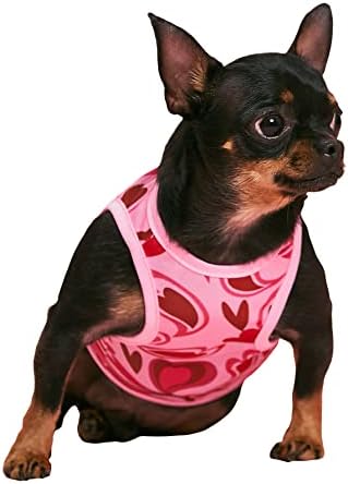 Qwinee cão camisa de cachorro coração estampa de dia dos namorados para cachorro colete de tanque de cachorro roupas