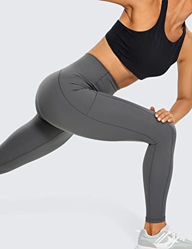 Crz Yoga Womens Compression Workout Leggings 25 polegadas - Ginástica de barriga de cintura alta grossa Ginásio que executa leggings com bolsos