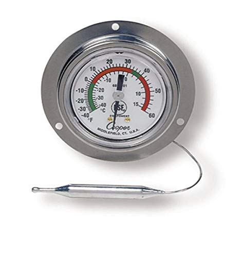 Cooper-Atkins 6812-01-3 Painel de tensão de vapor Termômetro com flange traseiro, certificação NSF, -40/60 ° F Faixa de temperatura