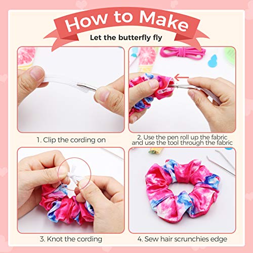 Faça seus próprios scrunchies de cabelo, 12 PCs Tie Dye Scrunchies para cabelos, presentes do dia das mães, kit de acessórios para