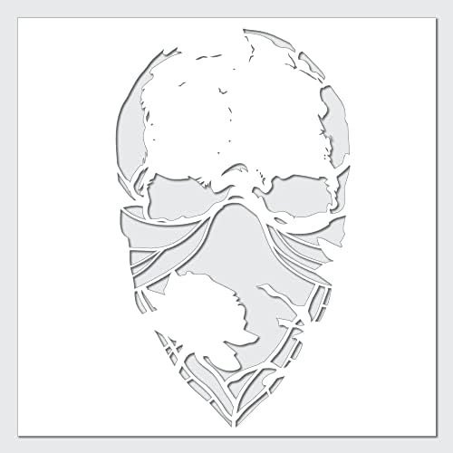Estêncil - Estêncil - Crânio e máscara facial com modelo de motociclista de rosas DIY Melhores estênceis grandes de