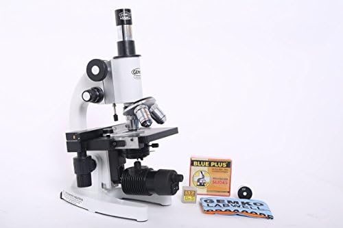 Gemkolabwell Monocular L e Lâmpada Patológica Microscópio Microscópio Microscópio com 50 slides em branco, 20x-1500x Mag